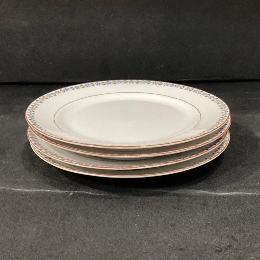Noritake China Nippon Salad Plates, Set of 4,‎ Blue Cornflowers & Green Leaves